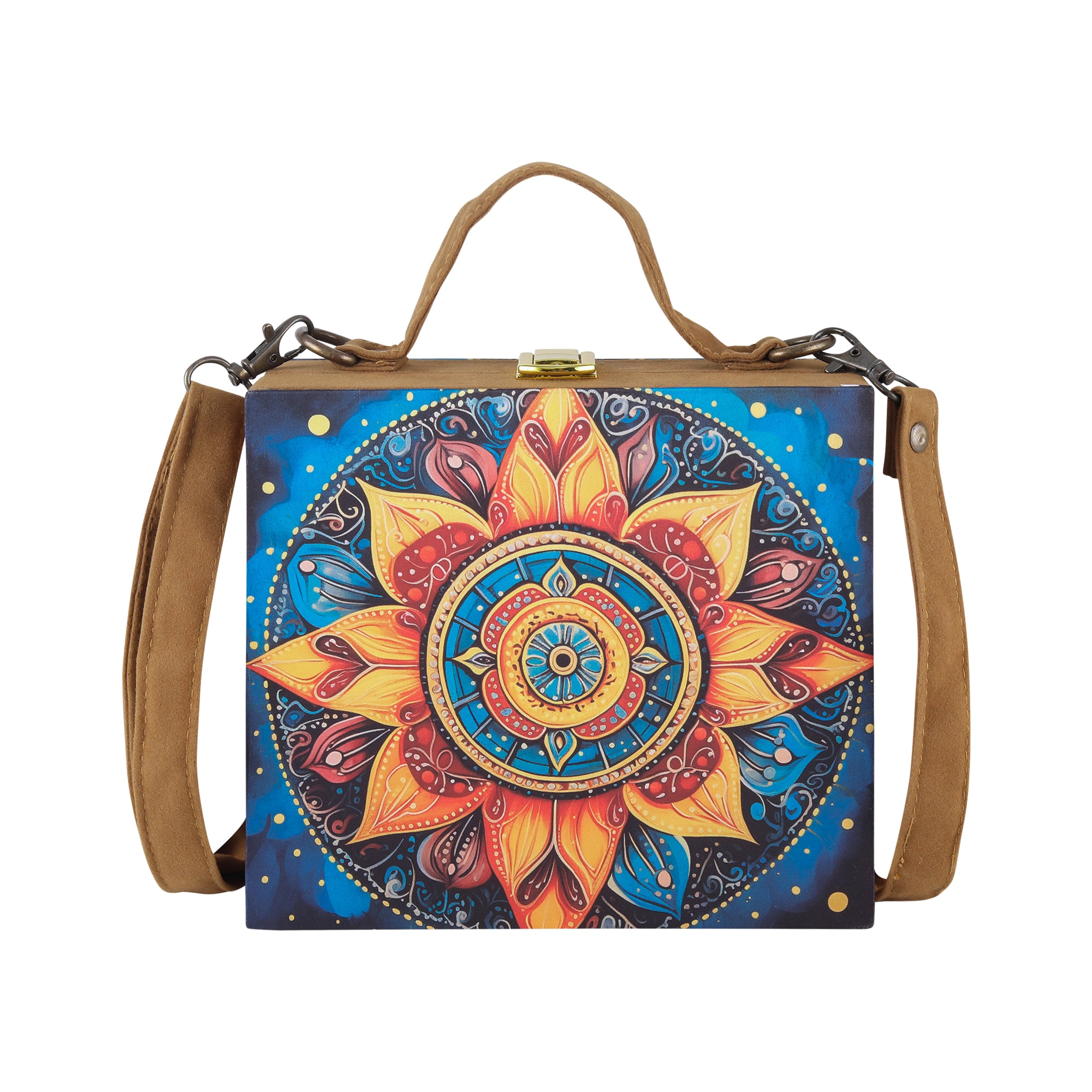 Mandala Printed Suitcase style clutch