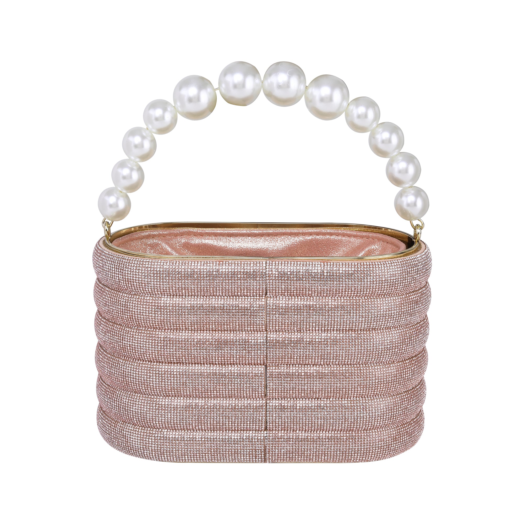 Rhinestone partyware bucket bag | Pink colour